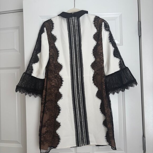 Self-Portrait Lace-Trim 3/4-Sleeve Mini Dress - Picture 4 of 5